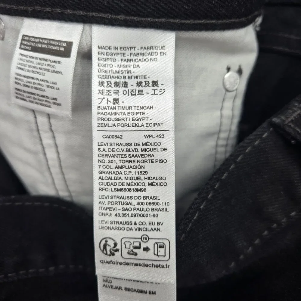 NWT Levis 505 Denim Jeans Mens 36x30 Regular Fit Straight Leg Black 100%‎ Cotton